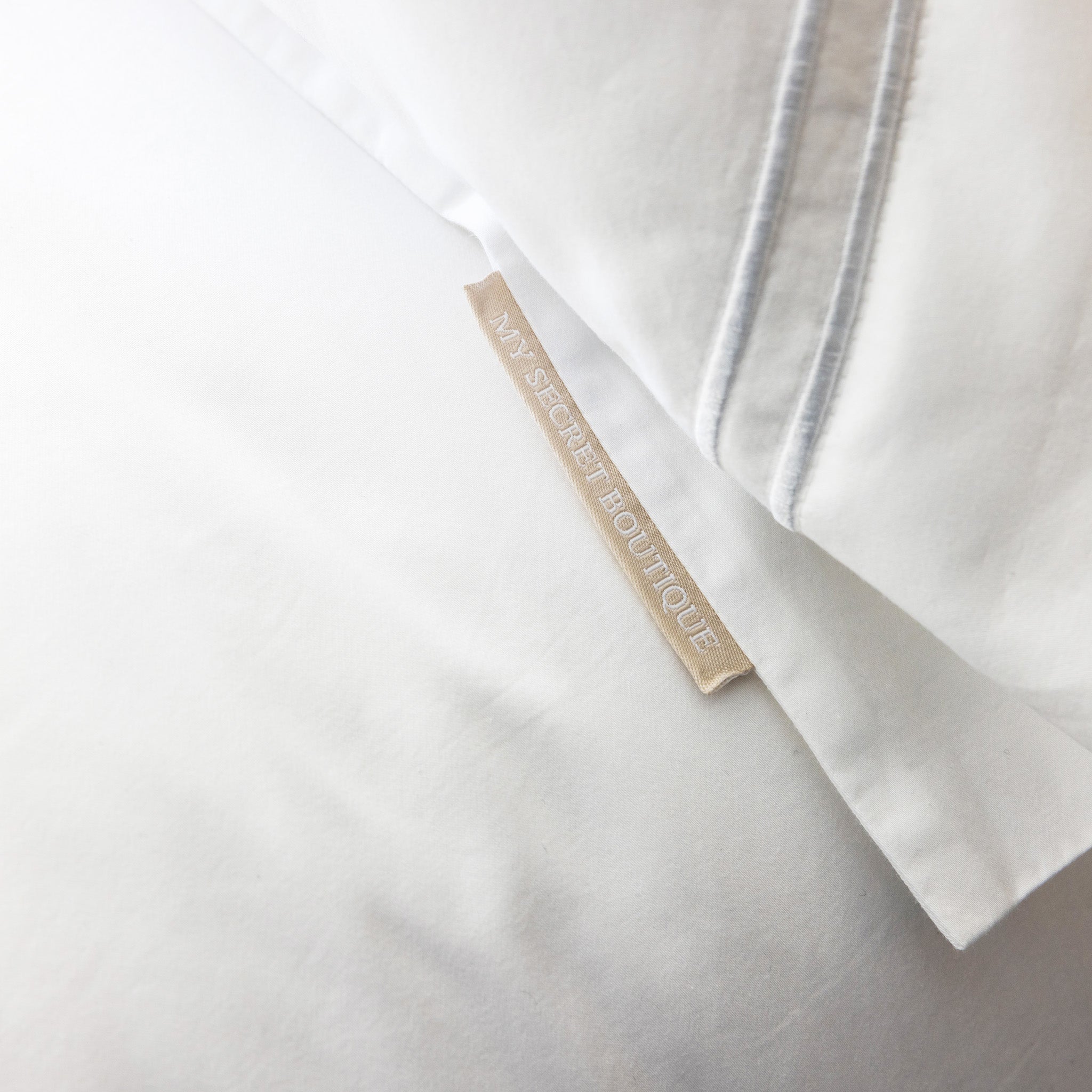 White Cotton Sateen Double Row Cord Oxford Pillow Case - 600 Thread Count